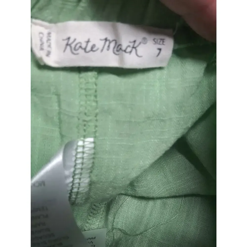 Kate Mack Light Green Two Piece Skort Cotton Set Lightweight Size 7